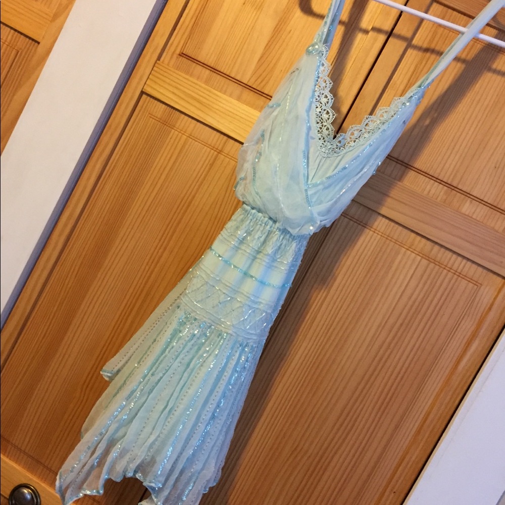Free people baby blue sequined dress